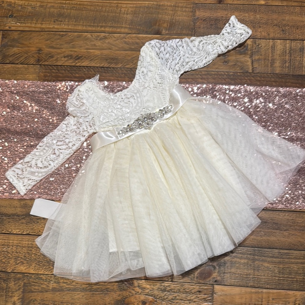 Elegant White Lace toddler  Dress